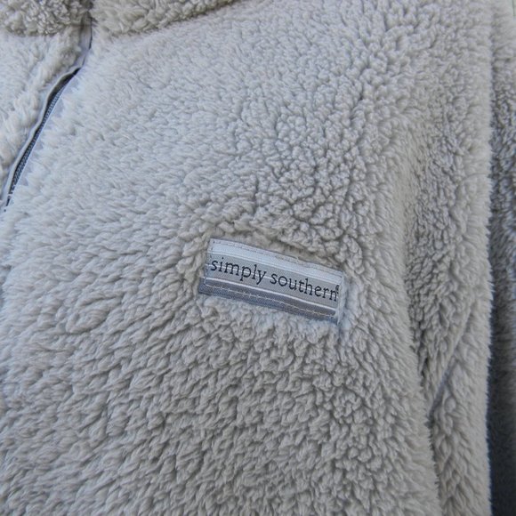 NEW WITH TAGS, SIMPLY SOUTHERN COZY GRAY SHERPA 1/4 ZIP PULLOVER, SIZE XL - Picture 2 of 5